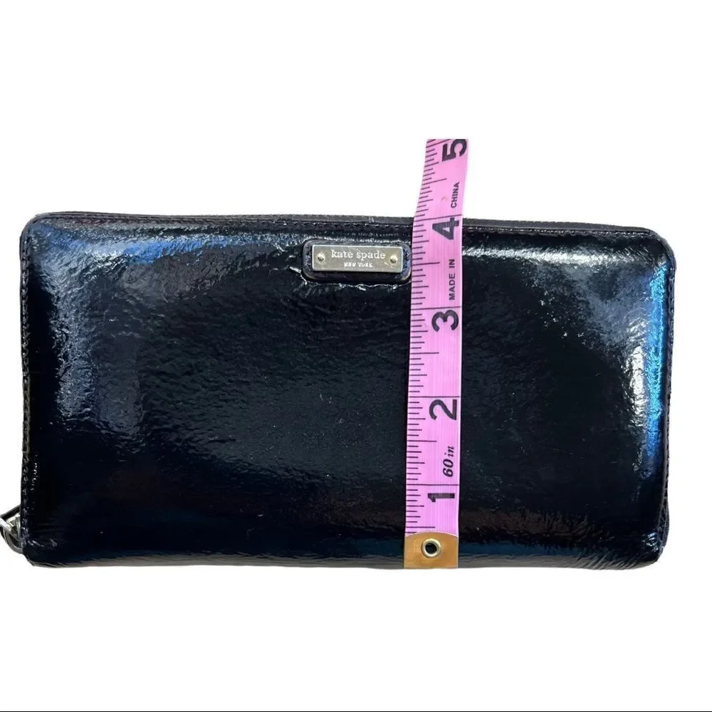Kate Spade New York Black Patent Leather Zip Around Wallet
